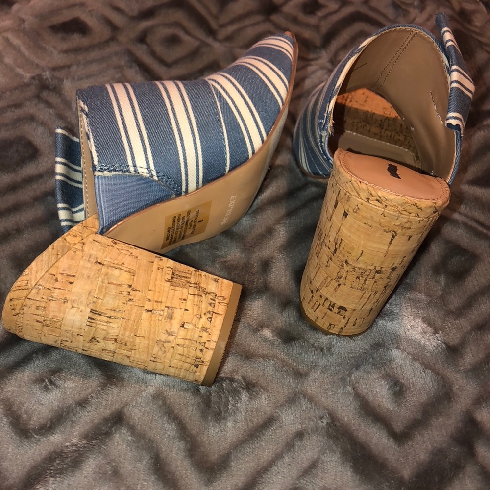 Blue and white heels